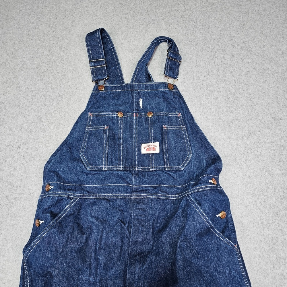 Round House Bib Overalls Mens 32 X 32 Denim Pockets Carpenter Workwear Utility - Picture 3 of 13